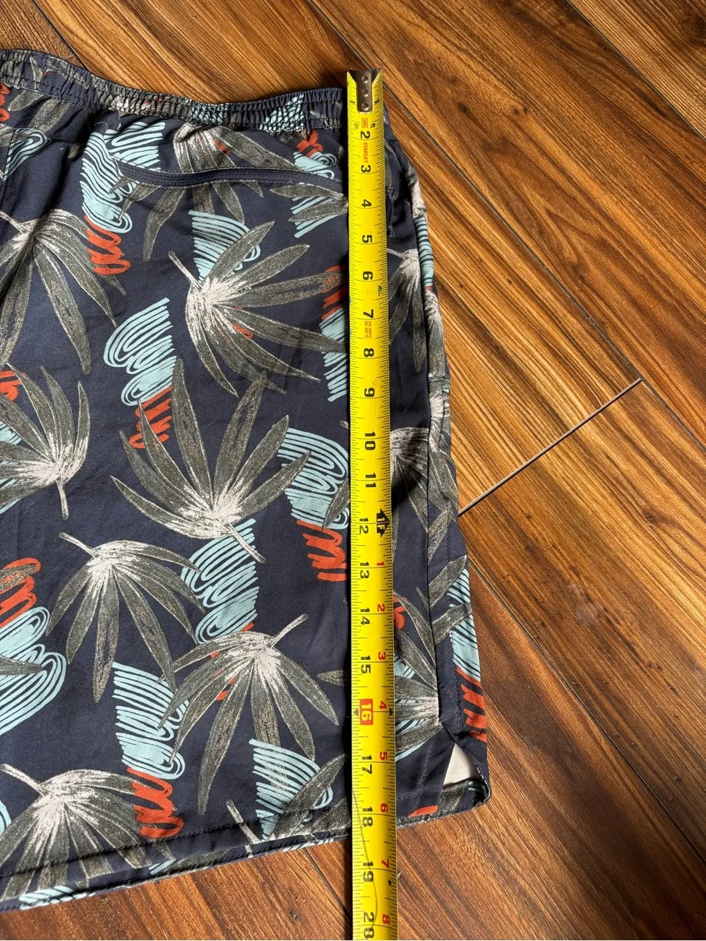 Patagonia Navy Tropical Palm Print Swim Trunks